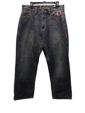 Coogi Jeans Men's Y2K Embroidered Circle Pocket Dark Wash Size 34x34